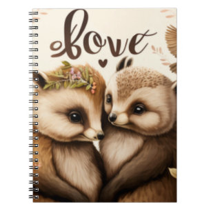 hedgehogs in love poster notebook