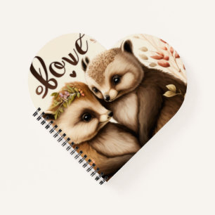 hedgehogs in love poster notebook