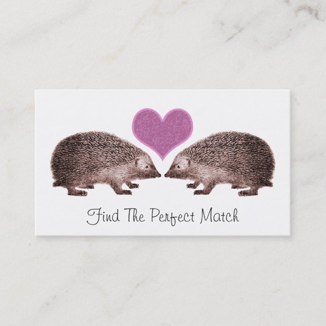Hedgehogs in Love Romantic Matchmaking Dating Business Card (Front)