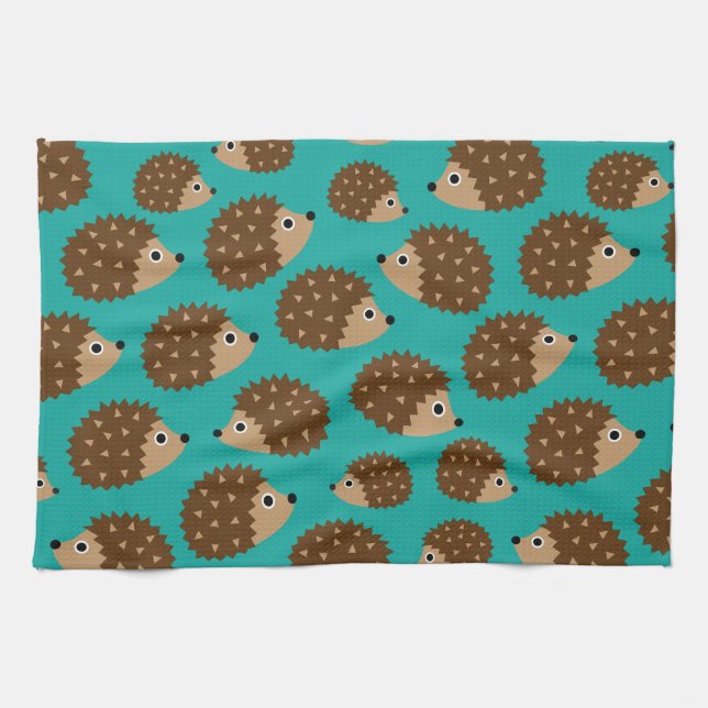 Hedgehogs seamless pattern (ver.1) tea towel (Horizontal)