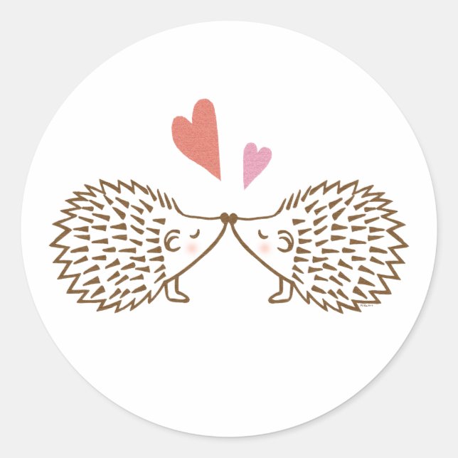 Hedgehogs Sticker Hedgehog Love wedding favour (Front)