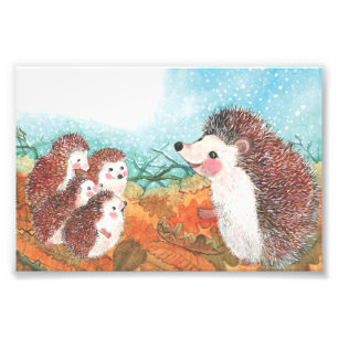 Hedgehogs talking to each other Illustration Photo Print