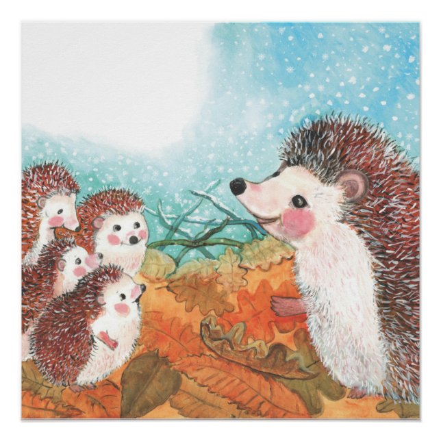 Hedgehogs talking to each other Illustration  Poster (Front)