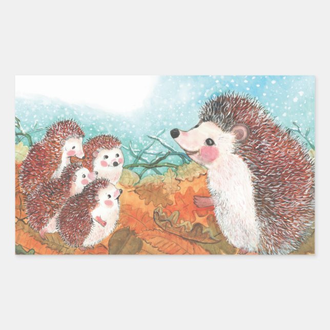 Hedgehogs talking to each other Illustration  Rectangular Sticker (Front)