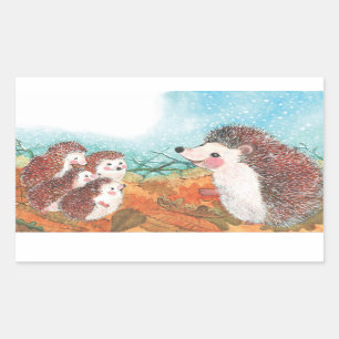 Hedgehogs talking to each other Illustration Rectangular Sticker