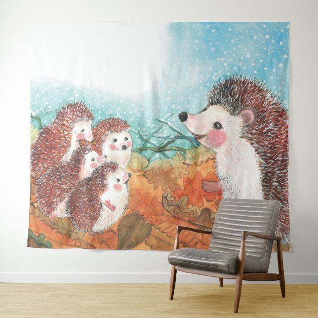 Hedgehogs talking to each other Illustration  Tapestry (In Situ (Horizontal))