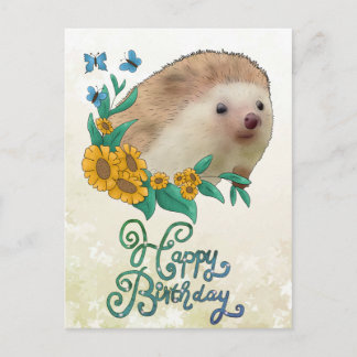 Hedgehogs with Flowers Postcard
