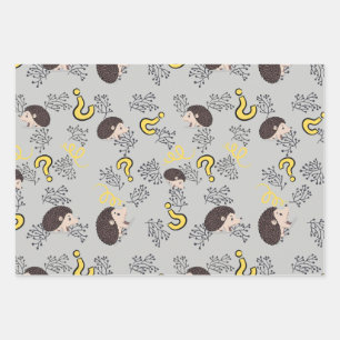 hedgehogs wrapping paper sheet