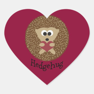 Hedgehug Cute Hedgehog Holding a Heart Sticker