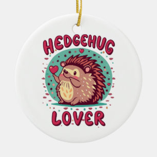 Hedgehug Lover Ceramic Ornament