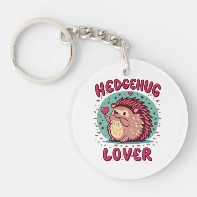 Hedgehug Lover Key Ring (Front)