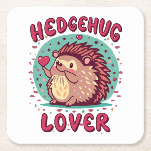 Hedgehug Lover Square Paper Coaster