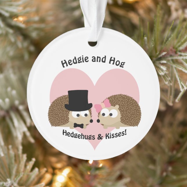 Hedgehugs and Kisses Cute Hedgehog Couple Ornament (Tree)