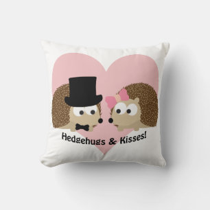 Hedgehugs and Kisses Hedgehog Couple Cushion
