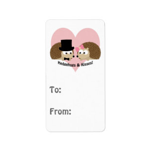 Hedgehugs and Kisses Hedgehog Couple Label