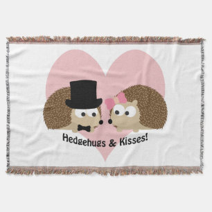 Hedgehugs and Kisses Hedgehog Couple Throw Blanket