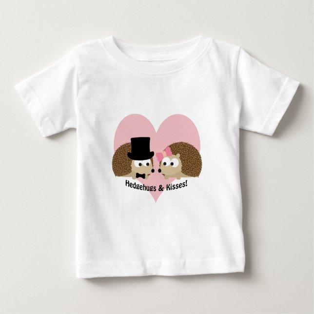Hedgehugs and Kisses Hedgehog love Baby T-Shirt (Front)