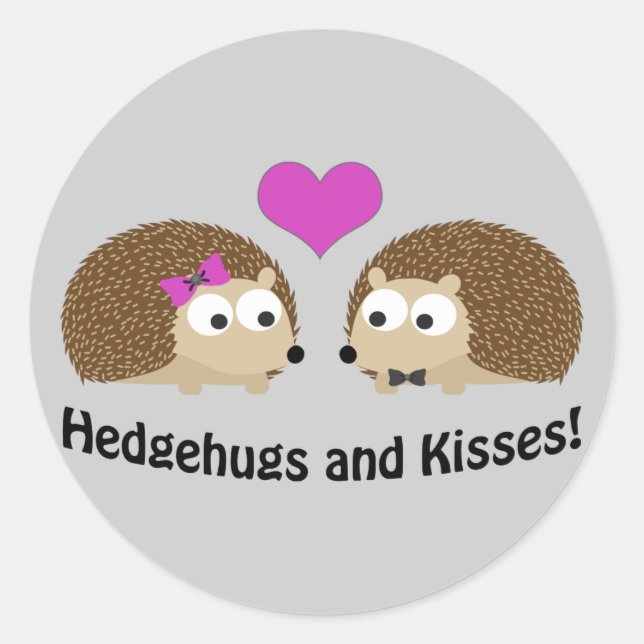 Hedgehugs and Kisses Hedgehog Love Classic Round Sticker (Front)