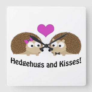 Hedgehugs and Kisses Hedgehog Love Square Wall Clock