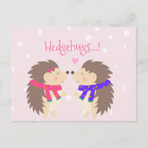 Hedgehugs! Cute Hedgehog Christmas Holiday Postcard