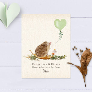 Hedgehugs & Kisses Hedgehog Classroom Valentine Postcard