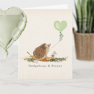 Hedgehugs & Kisses Hedgehog Mushroom Valentine Card