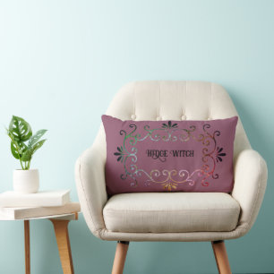 HedgeWitch Pretty Elegant Rainbow Scroll Pink Lumbar Cushion