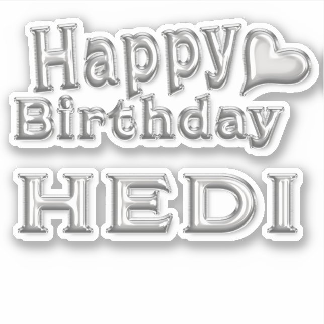 Hedi Happy Birthday silver Sticker (Front)