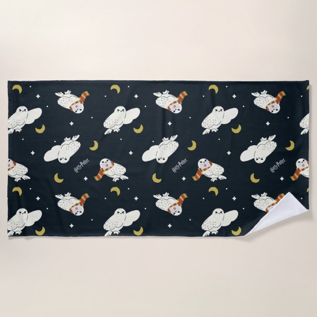 Hedwig Nighttime Moonlight Pattern Beach Towel (Front)