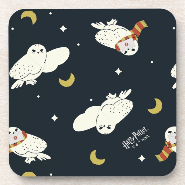 Hedwig Nighttime Moonlight Pattern Coaster (Front)