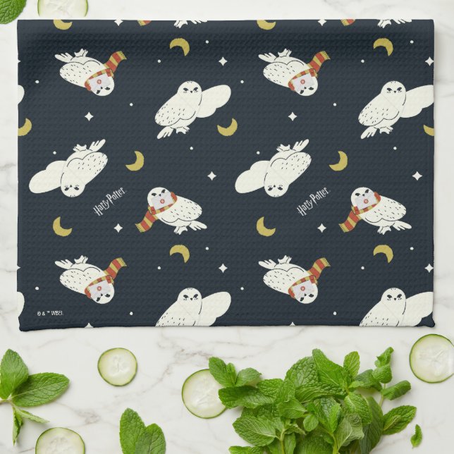 Hedwig Nighttime Moonlight Pattern Tea Towel (Folded)