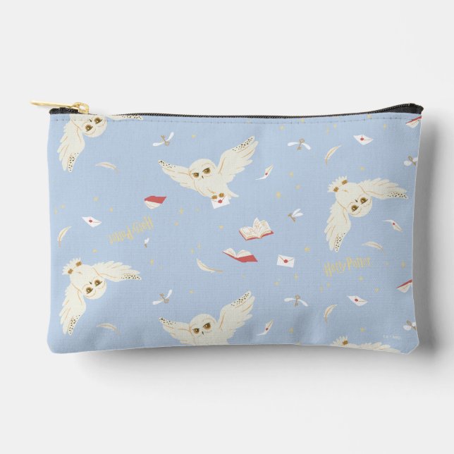 Hedwig Owl Post Letters and Books Pattern Accessory Pouch (Front)
