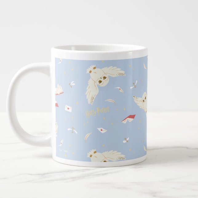 Hedwig Owl Post Letters and Books Pattern Large Coffee Mug (Left)