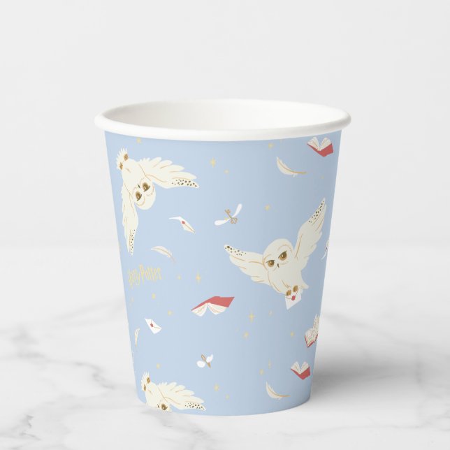 Hedwig Owl Post Letters and Books Pattern Paper Cups (Front)
