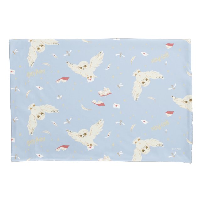 Hedwig Owl Post Letters and Books Pattern Pillowcase (Front)