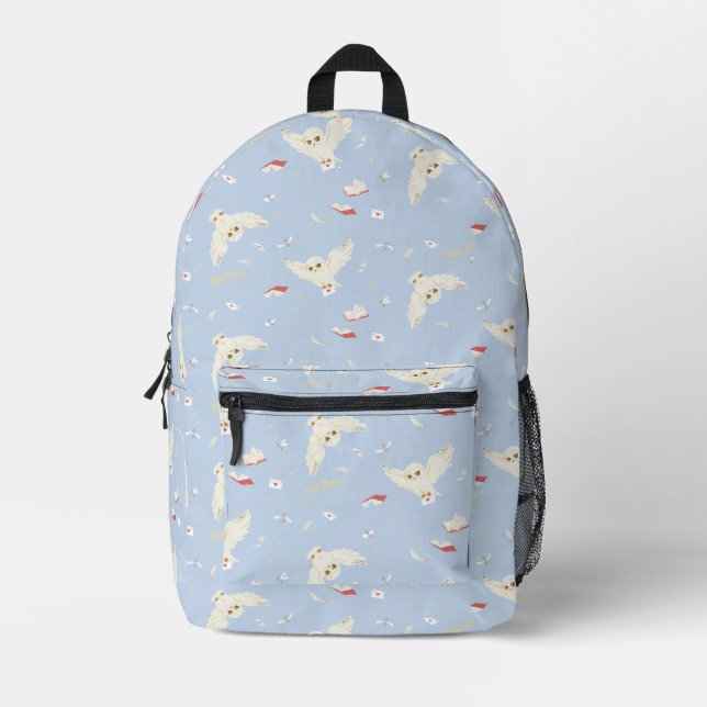 Hedwig Owl Post Letters and Books Pattern Printed Backpack (Front)