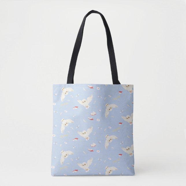 Hedwig Owl Post Letters and Books Pattern Tote Bag (Front)