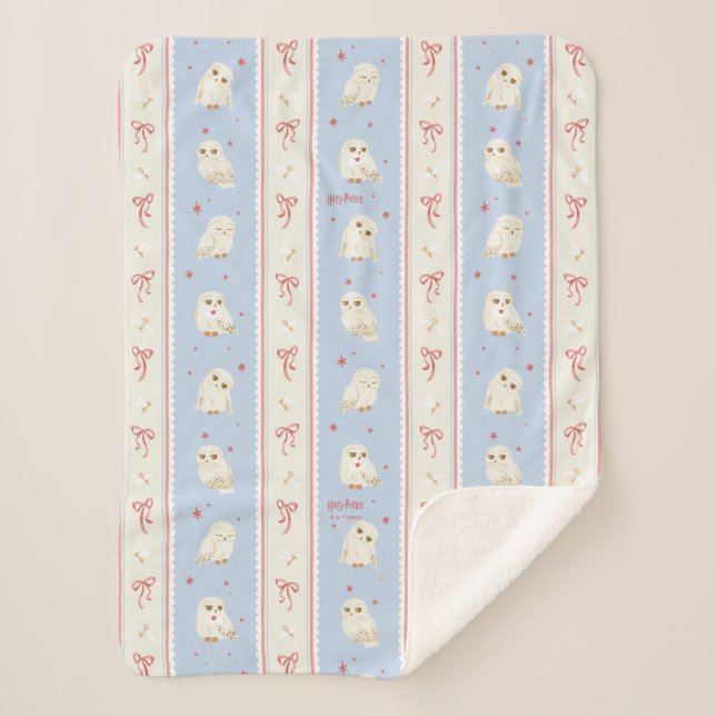 Hedwig Owl Post Stripe Pattern Sherpa Blanket (Front)