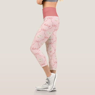 Hedwig Pink Ribbon Pattern Capri Leggings