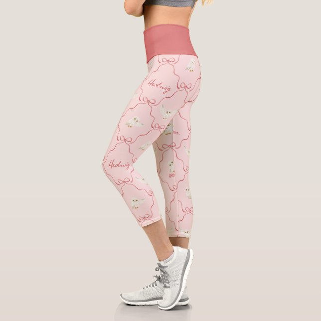 Hedwig Pink Ribbon Pattern Capri Leggings (Left)