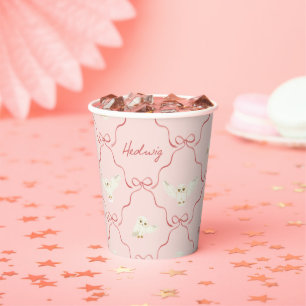 Hedwig Pink Ribbon Pattern Paper Cups