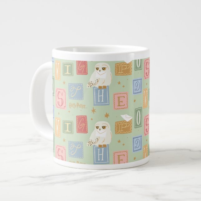 Hedwig Post Letter Block Pattern Large Coffee Mug (Front Left)