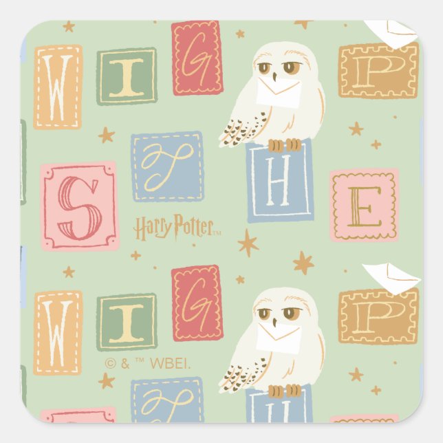 Hedwig Post Letter Block Pattern Square Sticker (Front)