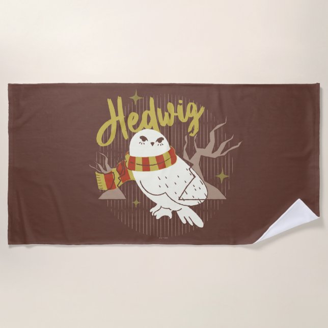 Hedwig Whimsical Forest Drawing Beach Towel (Front)