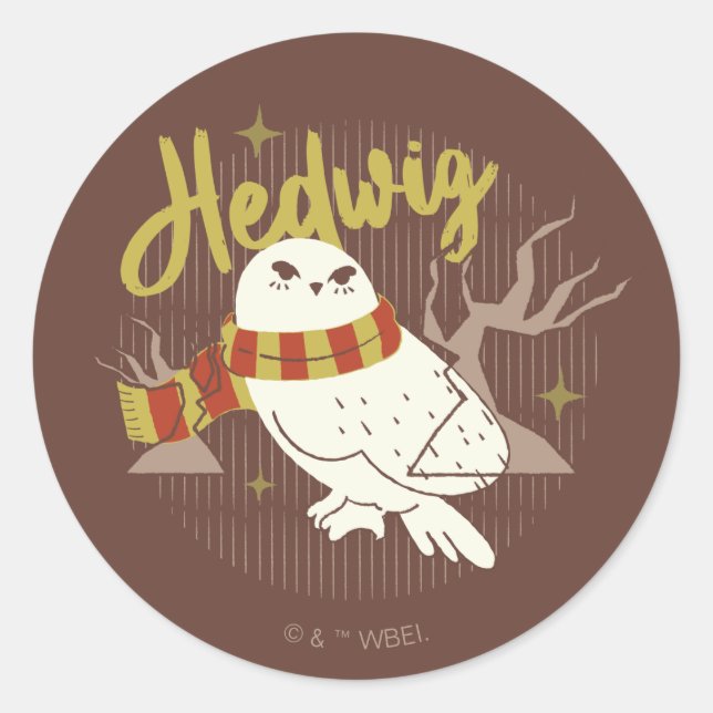 Hedwig Whimsical Forest Drawing Classic Round Sticker (Front)