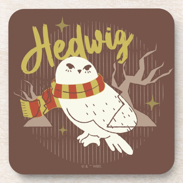 Hedwig Whimsical Forest Drawing Coaster (Front)