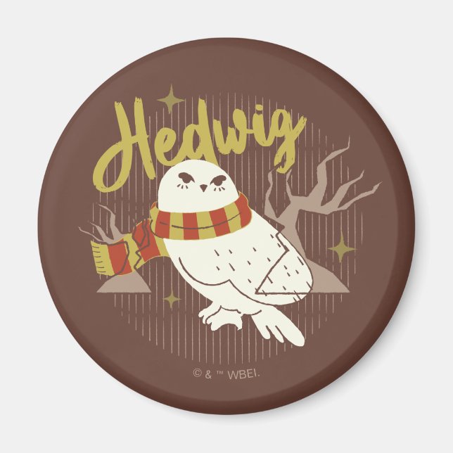 Hedwig Whimsical Forest Drawing Magnet (Front)