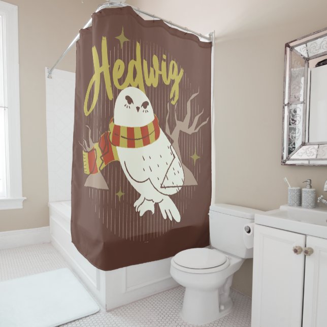 Hedwig Whimsical Forest Drawing Shower Curtain (In Situ)