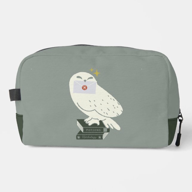 Hedwig With Letter Whimsical Drawing Dopp Kit (Front)
