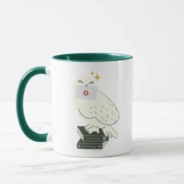 Hedwig With Letter Whimsical Drawing Mug (Left)